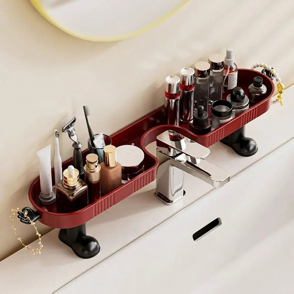 Fashion No-Drill Bathroom Storage Rack Removable with Hook Sink Drying Rack Large Capacity Rustproof Faucet Sink Shelf Bathroom Vue