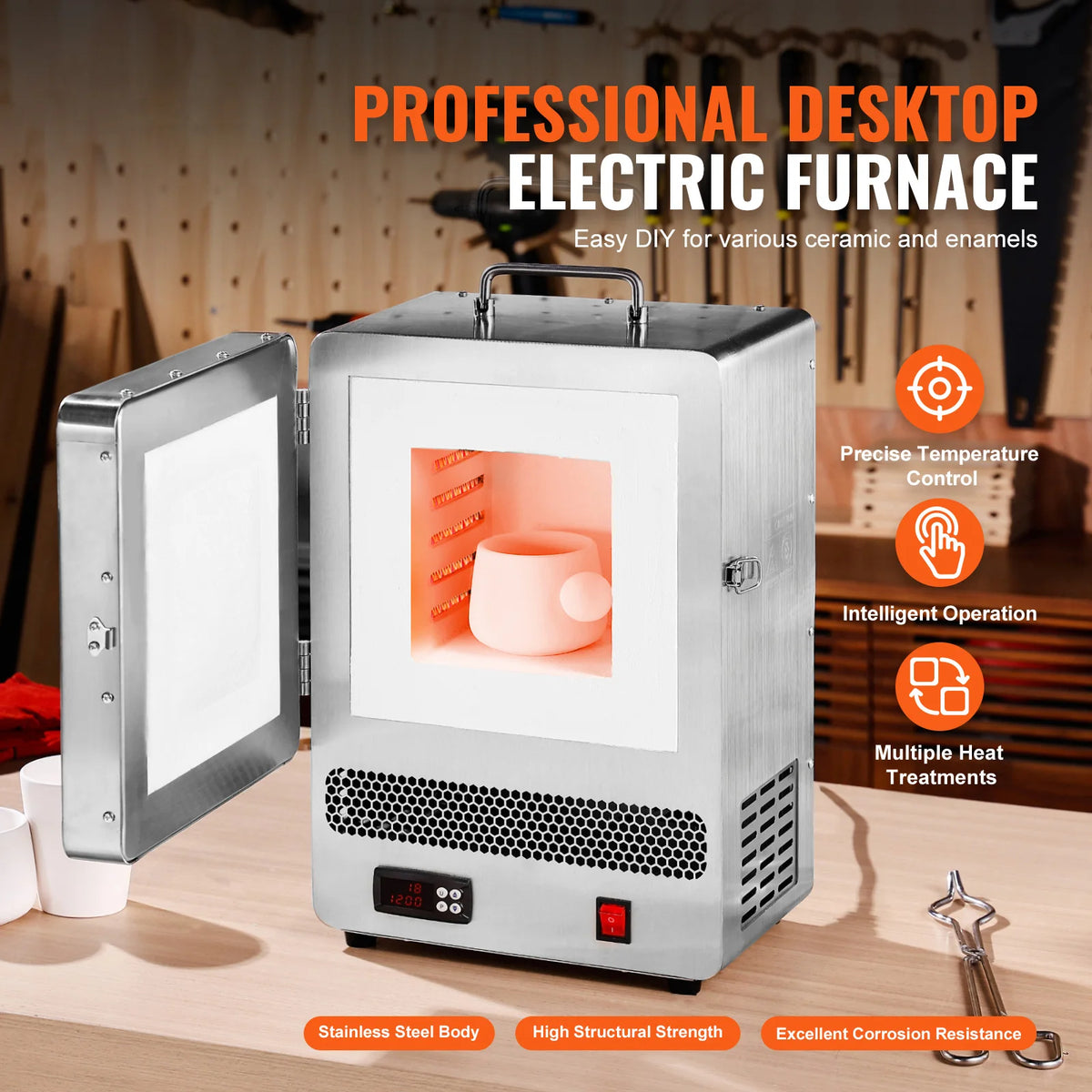 1500W Tabletop Electric Kiln Melter – 2192°F Gold Melting Furnace Electric Kiln Melter Vue