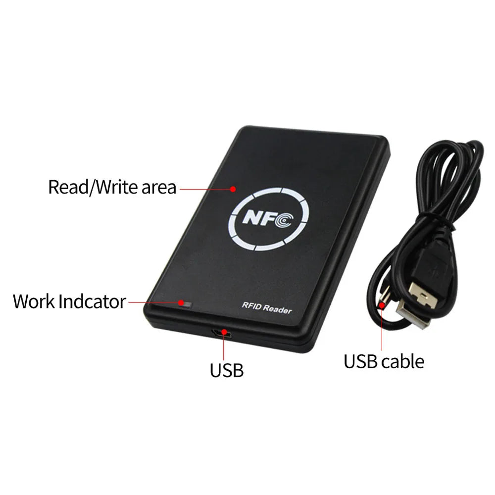 Universal RFID ID IC Access Card Copier Community Encryption Elevator Card Reader / Writer support NFC Wristband Dual Frequency Vue