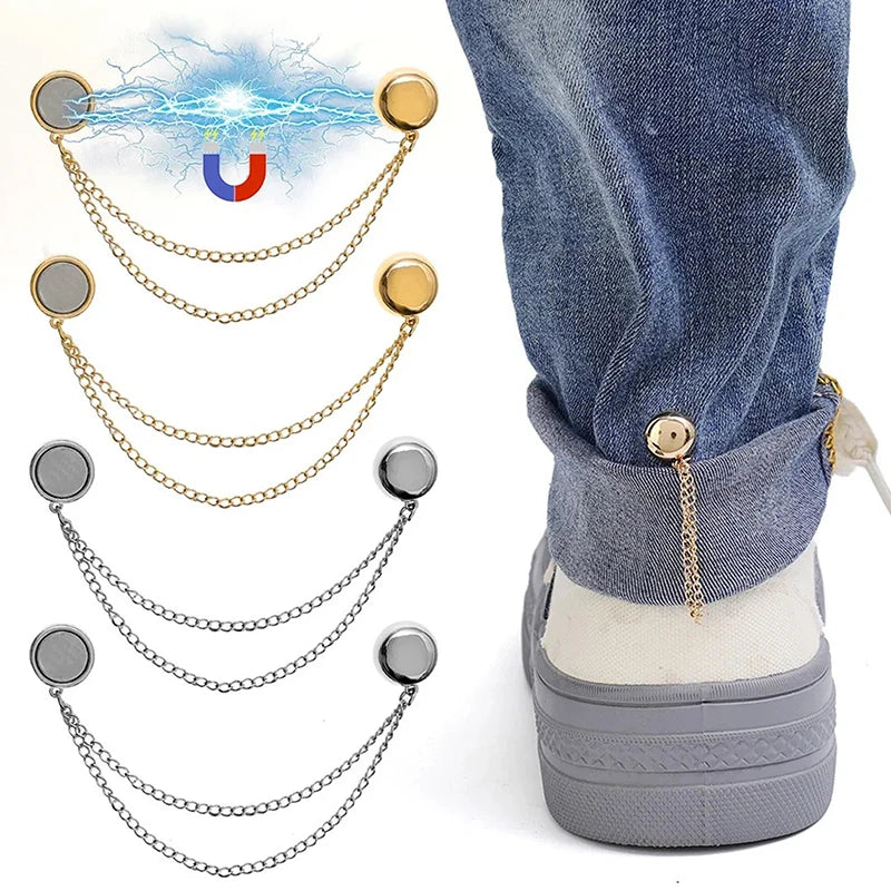 Magnetic Adjustable Trouser Legs Clips For Pants Pin Retractable Fixed Leg Pants Loose Button For Jeans Cardigan Vue