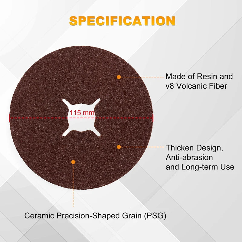 50PCS 115mm Cross Hole Sandpaper P24/36/40/60/80/120 Grit Polishing Grinding Sheet Grinding Sanding Disc for Grinder Machine Vue