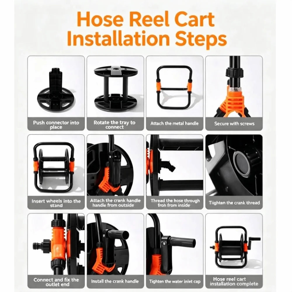 Heavy Duty Hose Storage Reel durable Multi-Purpose Single Arm Pipe Coiler Collapsible Handle Space Saving Vue