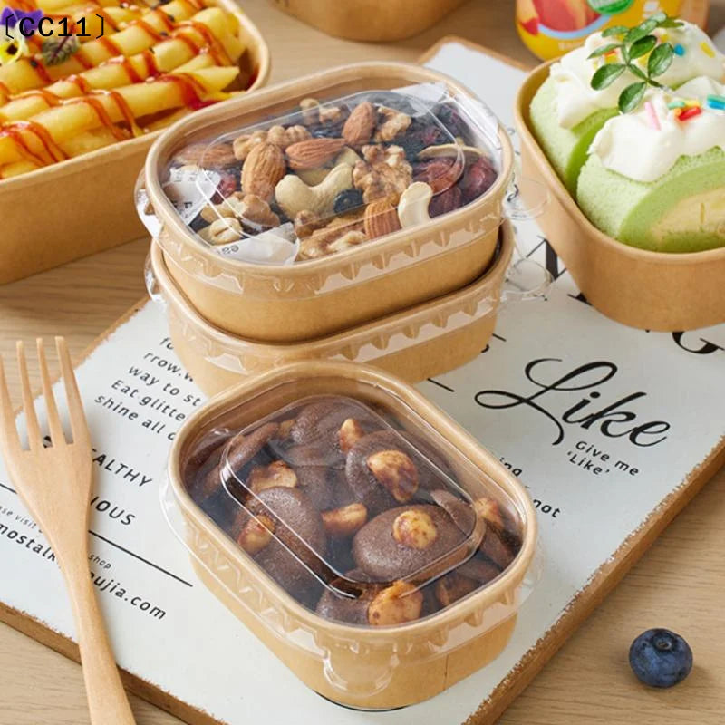 Disposable Lunch Box Kraft Paper Square Fast Food Packing Boxes Bowls Vue