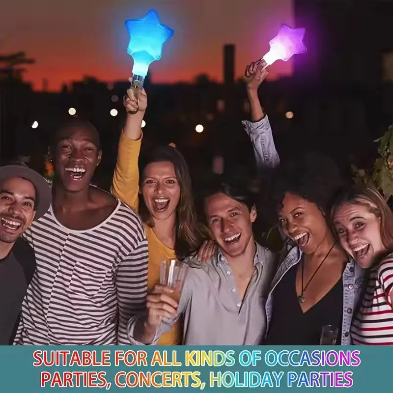 Glow Stick Star Wand Light Up Baton Concert Party Supplies Luminous Flashing Stick Handheld Fan Support Gift for Fans Vue