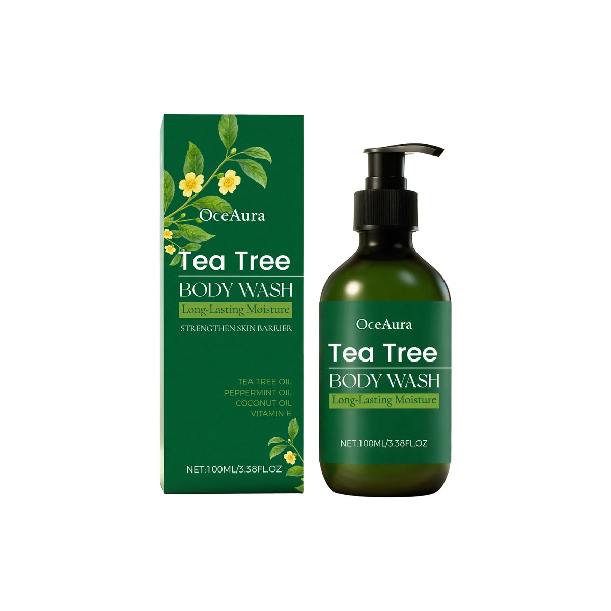 Tea Tree Refreshing Body Wash - Hydrates and Nourishes, Cools and Moisturizes, Creates Rich Lather, Ideal for Daily Cleansing Vue 100ml