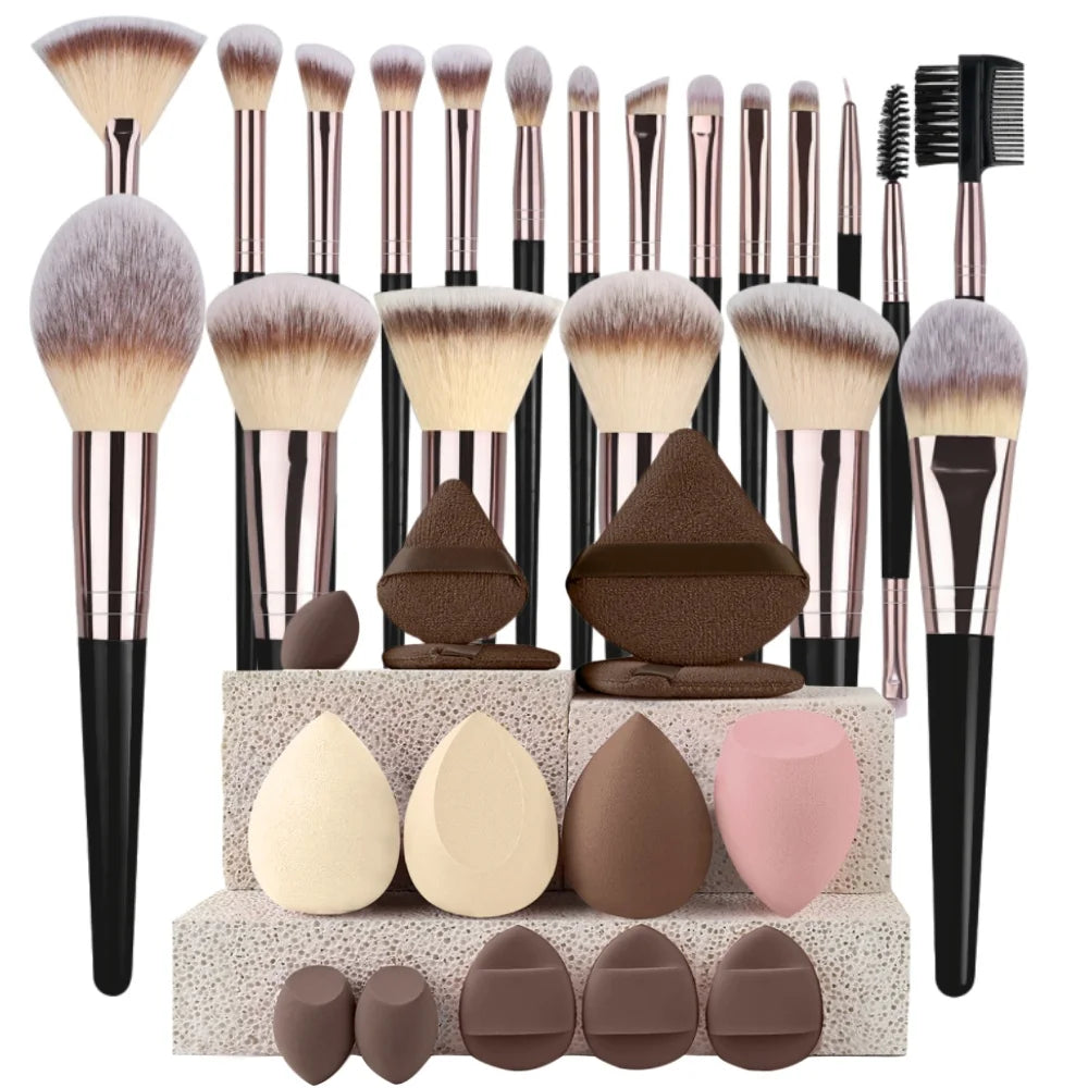 3-20pcs Makeup Brushes Set Kabuki Blending Beauty Tools for Foundation Concealer Powder Eyeshadow Blush Cosmetic Beauty Tool Vue 20BK-14BR