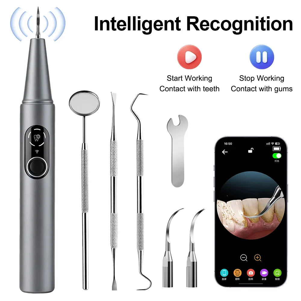 Electric Visual Ultrasonic Dental 5 Mode Scaler Teeth Tartar Removal IPX6 Waterproof Teeth Cleaning Tools Oral Care WiFi Cleaner Vue