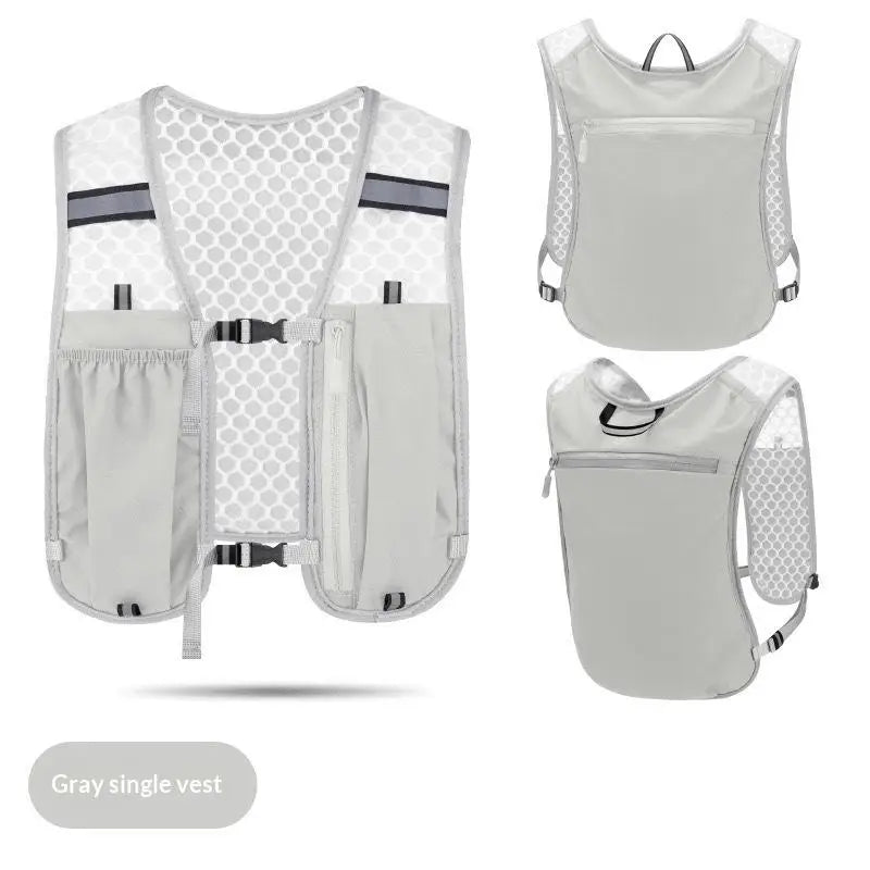 Running Water Bottle Storage Vest Lightweight Reflective Hydration Vue Gray