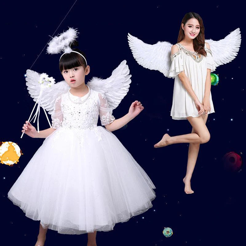 Swallow Shape White Angel Wings Elastic Straps Kids Party Cosplay