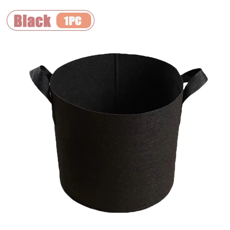 1-4PCS Felt Grow Bag Thickened Nonwoven Plant Pot for Bonsai Garden Balcony Vegetable Flower Aeration Container Vue Black-1PC 5Gallon
