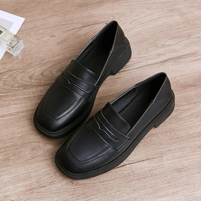 Women's British Oxford Shoes – Low Square Heel Lace-Up Pumps Women's Oxford Pumps Vue matte black 40 China Mainland