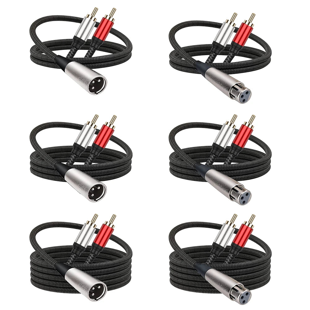 Professional XLR Male/Female To Dual RCA Male Cable Stereo Audio Interconnect Cable Adapter for Headphone Amplifier Mic Vue