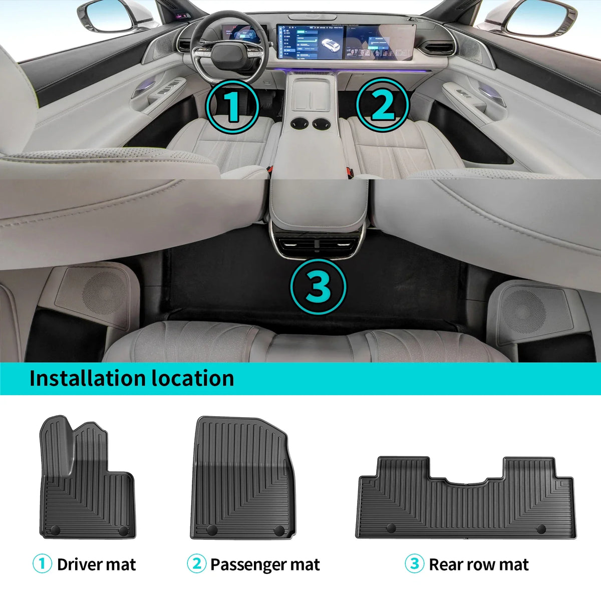 Smabee Left Drive for Xpeng G9 LHD 2023-2026 Car Floor Mats Cargo Liner Trunk Pad TPE 3D Foot Mat Waterproof Accessories BLACK Vue