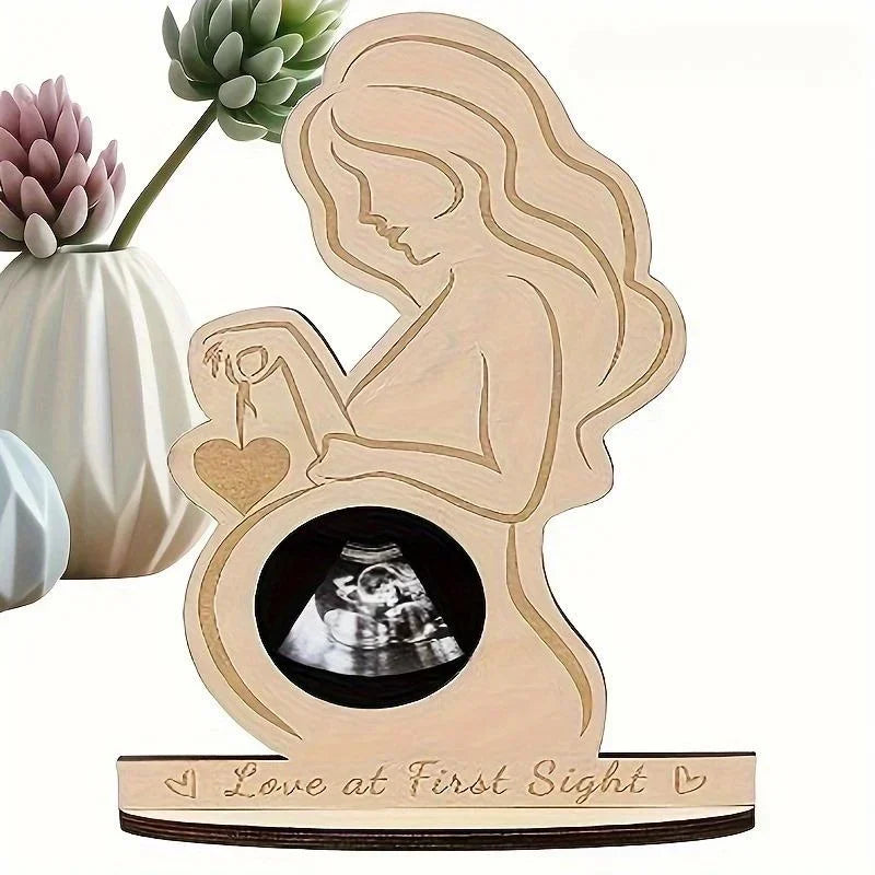vvocci Pregnant Mother Ultrasound Baby Photo Frame Wood Infant Sonogram Frame Souvenir Ornament Gift To Expectant Mother Vue B369 1pcs
