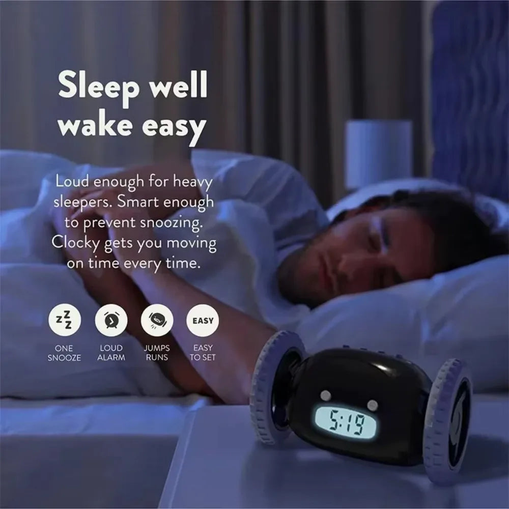 4 Colors Magical Moving Whee Alarm Clock Silent Unique Running Wheel Clock Lazy Alarm Clock Snooze Desktop Clock Home Decor Vue