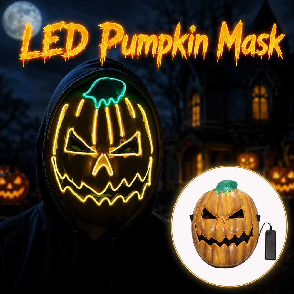 Party Gift Realistic LED Pumpkin Mask Spooky Creativity Halloween Glowing Mask Funny Orange Luminous Cosplay Mask Carnival Party Vue