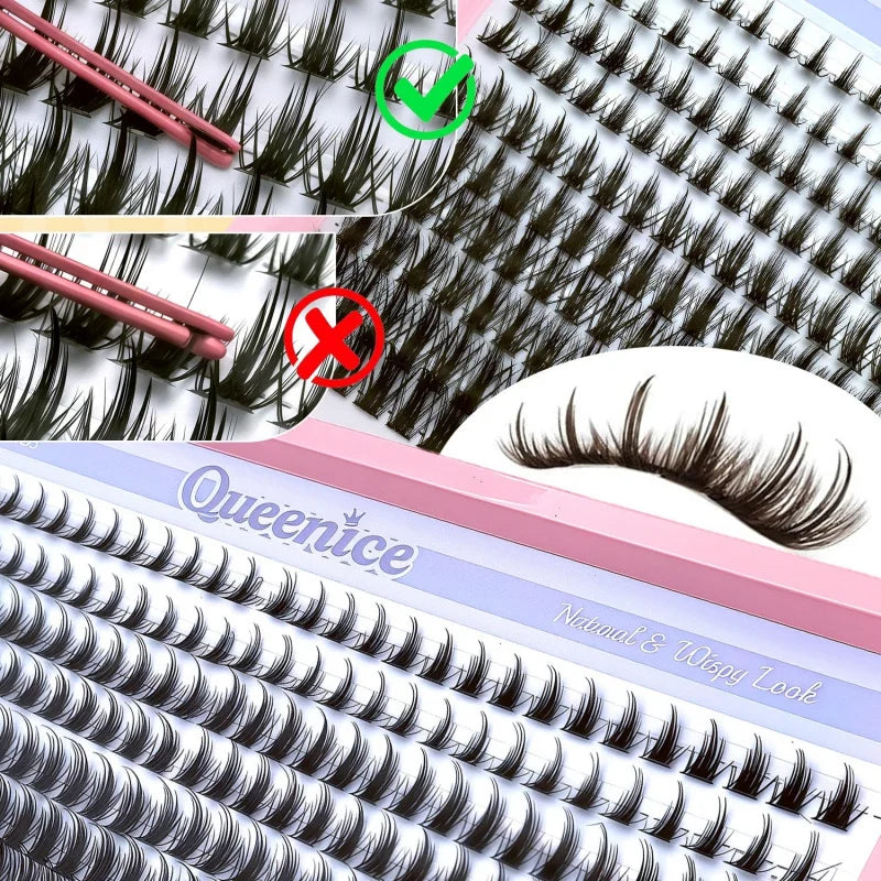 Manga Lash Clusters Natural Eyelash Clusters with Spikes 8-16mm Long Wispy Cluster Eyelash Extensions Anime Individual Lashes Vue