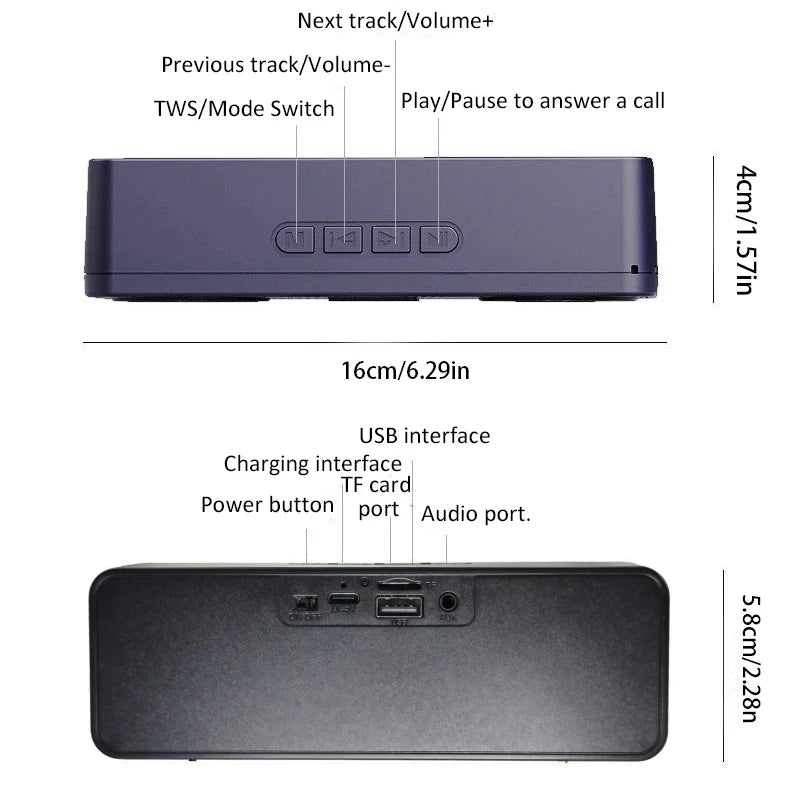 Mini Bluetooth-Compatible Speaker Wireless Smart Portable Speakers For Mobile Phone Audio Computer Convenient Radio Vue
