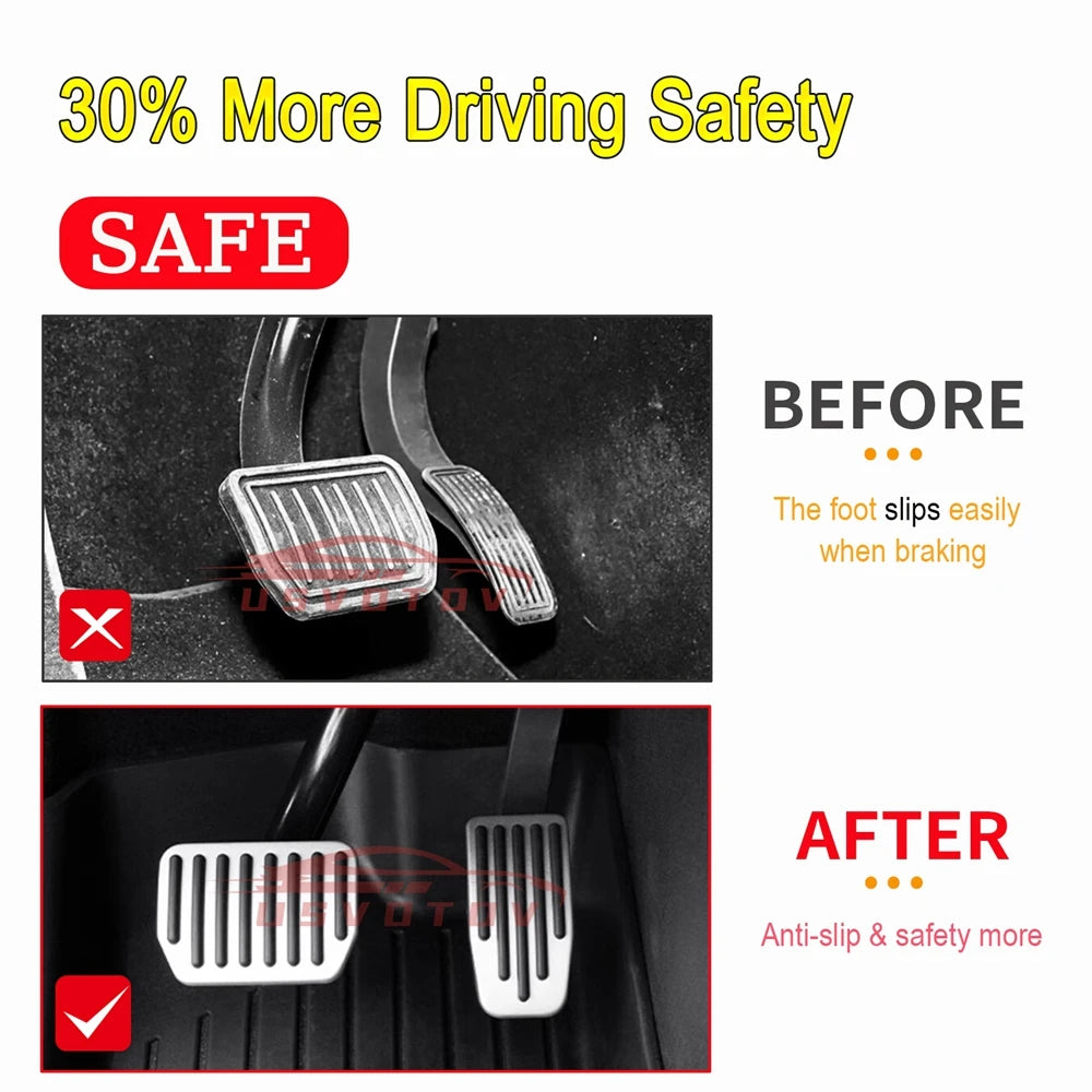Aluminum Alloy Accelerator Gas Fuel Brake Rest Pads Mat For Tesla Model 3 Y Juniper 2025 2024 Foot Pedals Cover Car Accesories Vue