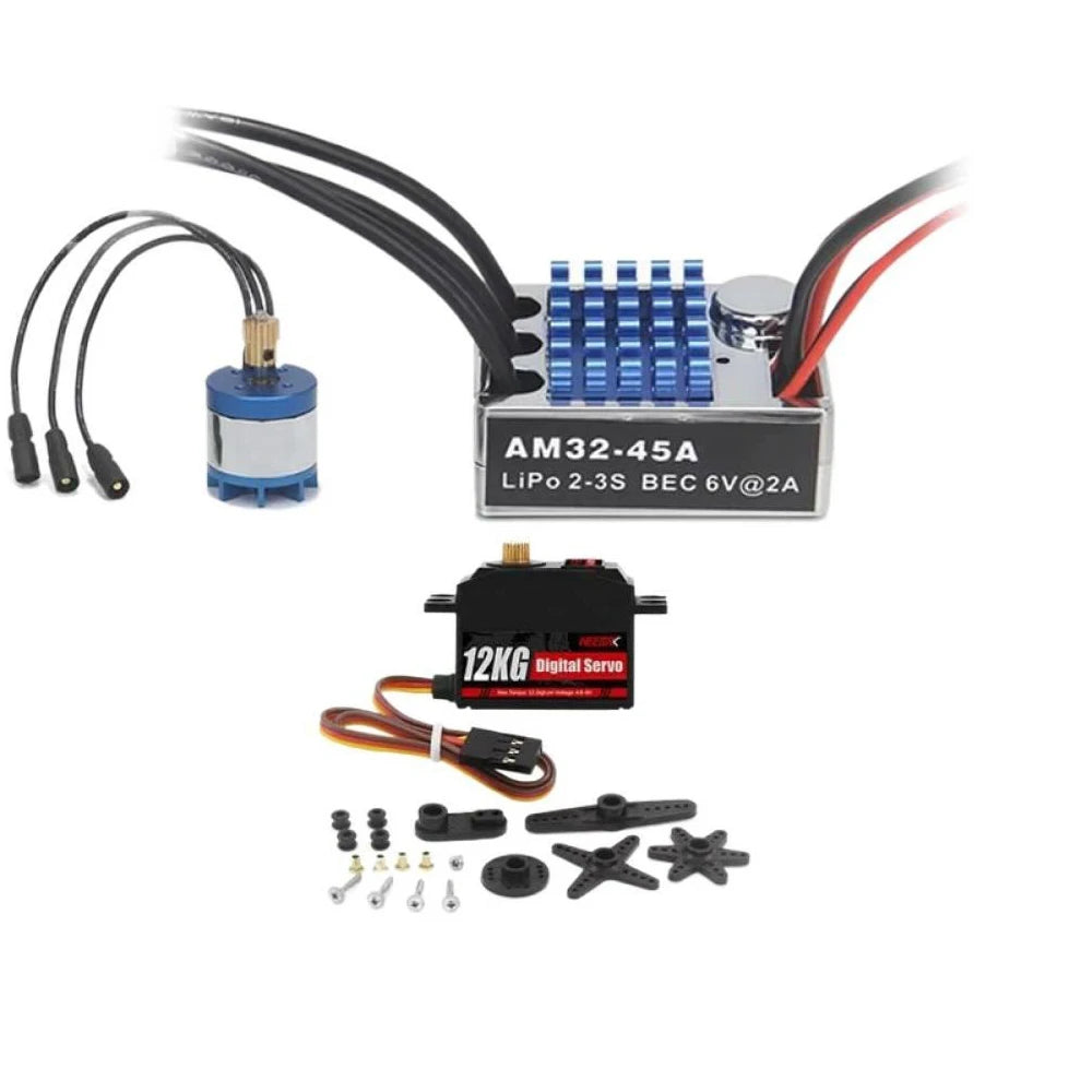 MN128 MN86 Upgrade Kit 2830 Outer Rotor Brushless Motor + AM32 45A ESC LiPo 2-3S BEC 5V/2A for RC Car Modification Vue