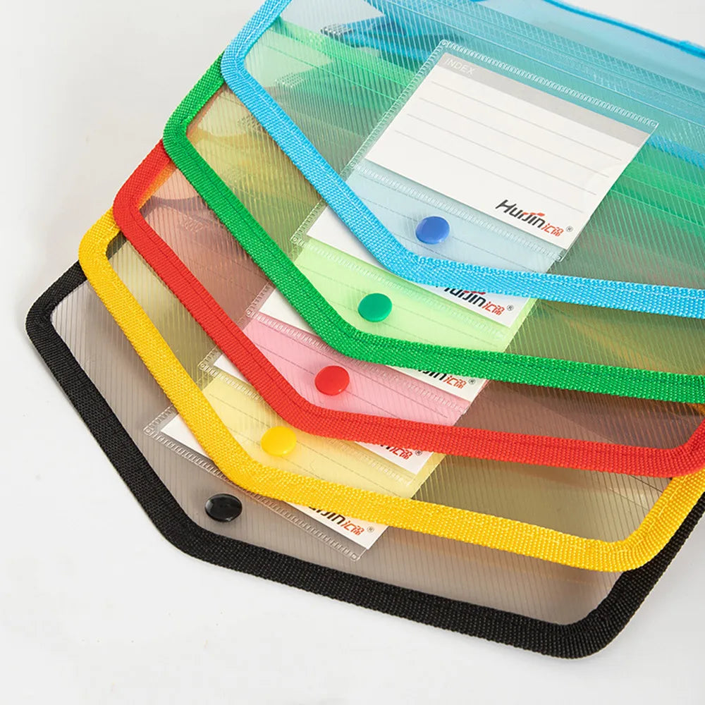 A4 Transparent Lightweight File Bag Portable Waterproof Folder Document Holder Large Capacity Button Storage School Test Paper Vue
