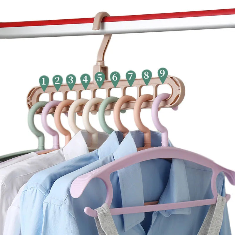 1-20PCS 9 Hole Collapsible Hanger Rotating Magic Foldable Clothes Organizer Space Saving for Closet Scarf Tie Belt Storage Holde Vue