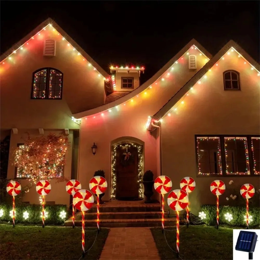 5-Pack Solar Christmas Lollipop Lights, 8 Illumination Modes - Indoor/Outdoor Use for Yard, Lawn, Patio & Christmas Party Decor Vue