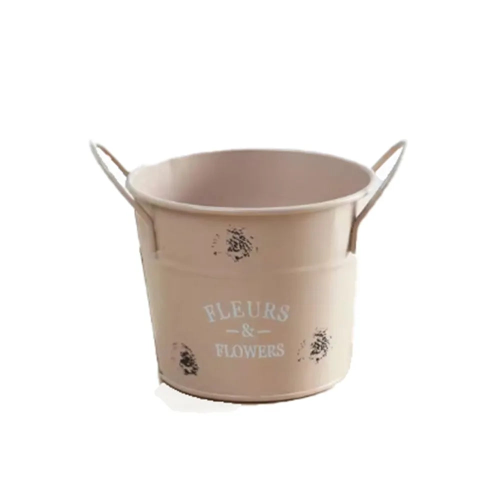 Vintage Decorative Round Flower Pot Corrosion-resistant Handicraft Iron Planter Pot Chic Flower Bucket Ornament Succulent Vue Coffee