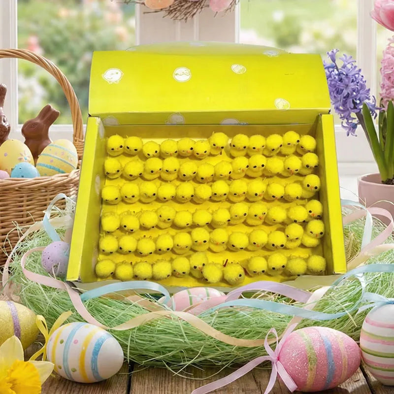 24-216PC Seasonal Craft Easter Yellow Mini Chick DIY Party Gift Egg Home Decor Holiday Decoration Festive Ornament Display Vue