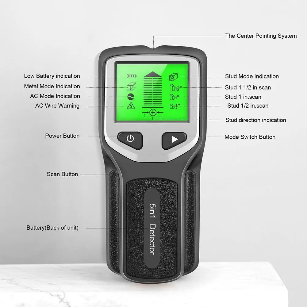 5-in-1 Stud & Metal Detector Wall Scanner | LCD Display Wall Scanner Vue China Mainland