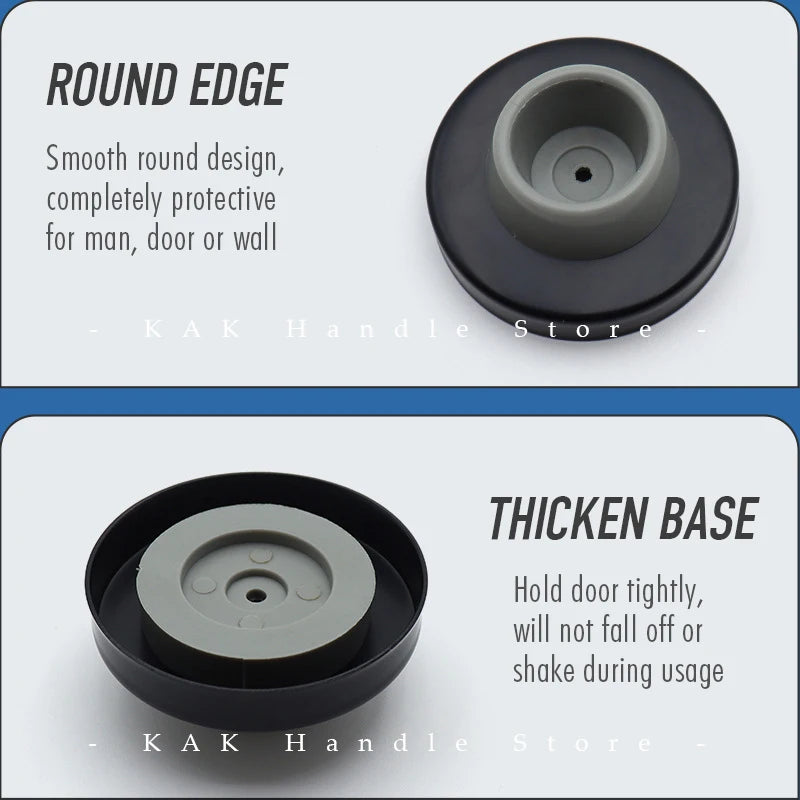 KAK Silicone Rubber Door Stopper Anti-collision Wall Protector Black Door Damper Buffer Glass Door Stainless Steel Door Hardware Vue