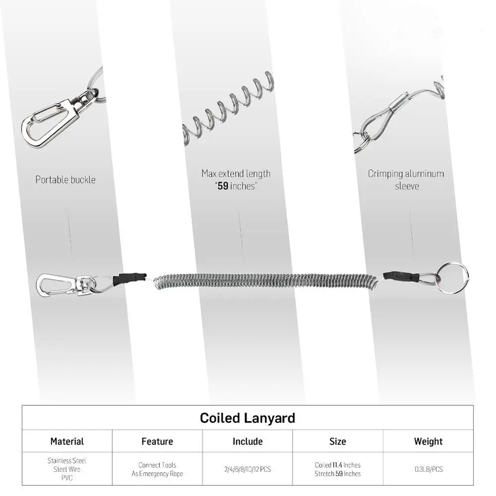 Elastic Secure Buckle Lock Tackle Steel Wire Fishing Accessories Retractable Lanyard Keychain Fishing String Spring Rope Vue