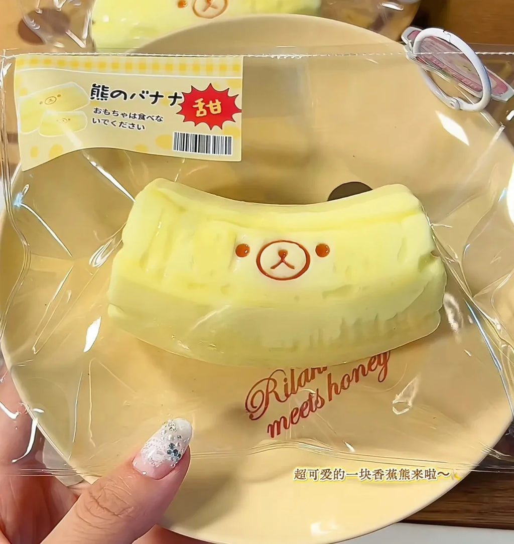 1/3Pcs Handmade Squishy with Butter Texture - Banana Bear Shaped to Relieve Stress - Food Grade Silicone S Vue