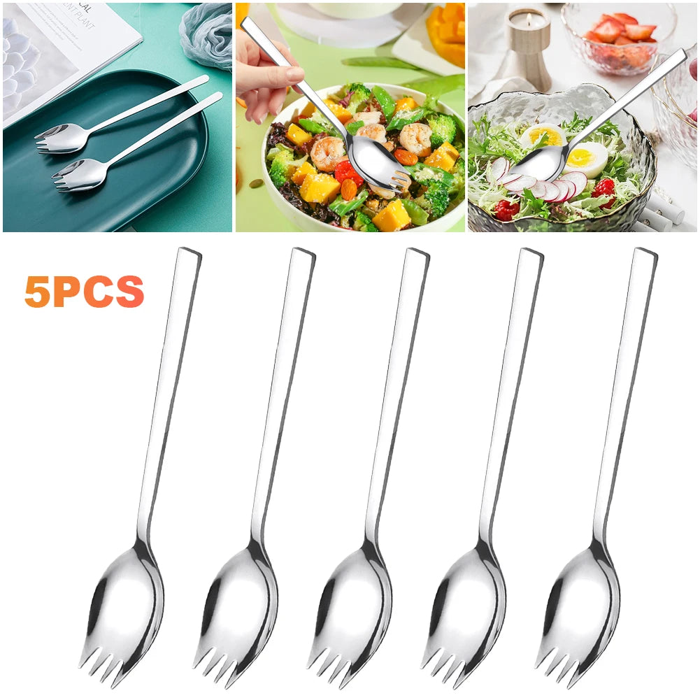 5-Piece Stainless Steel Spork Set | Long Handle Camping Flatware Camping Flatware Set Vue