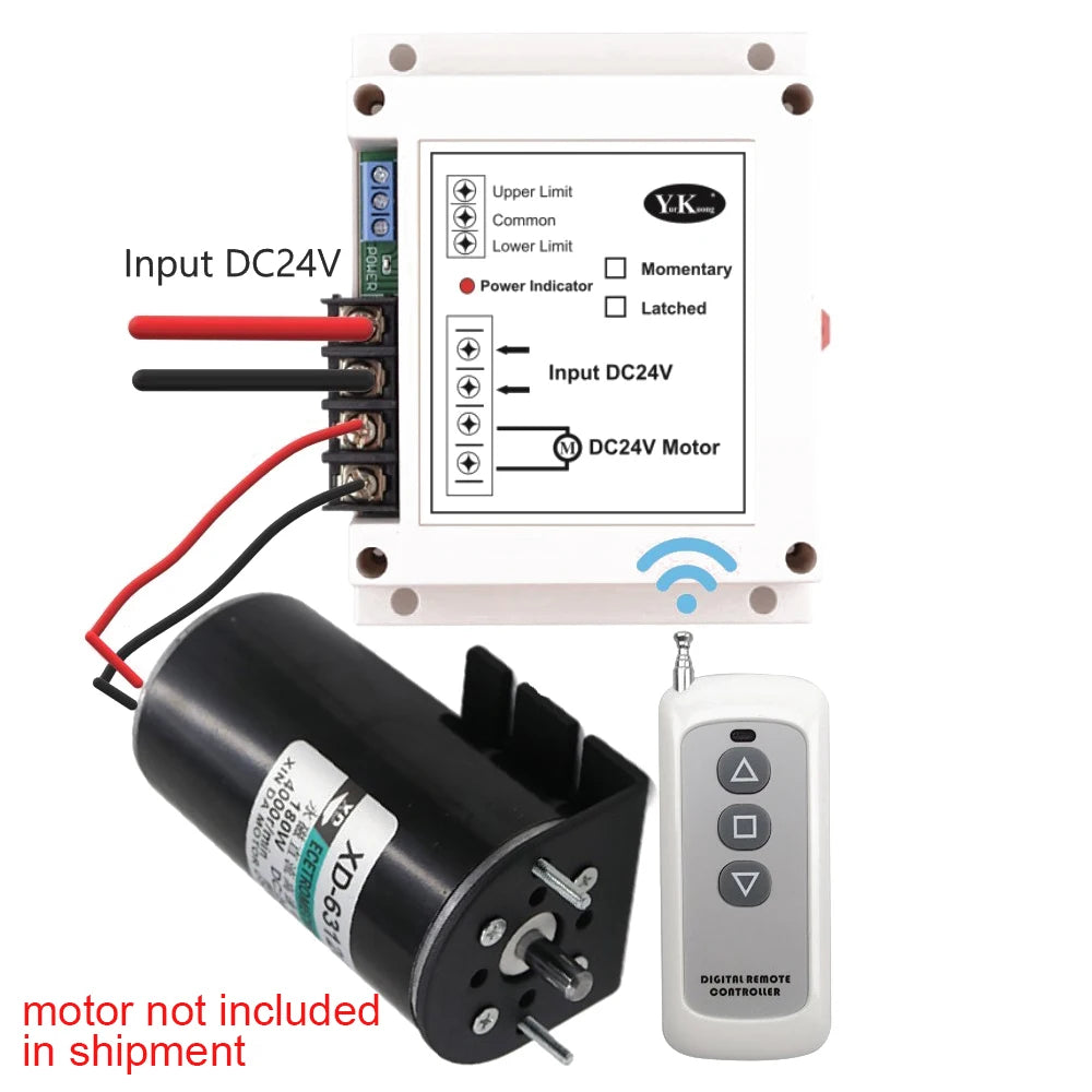 DC12V/24V 40A Motor Controller 400W High Power Motor Wireless Remote Control Forward and Reverse Switch for Roller Shutter Door Vue