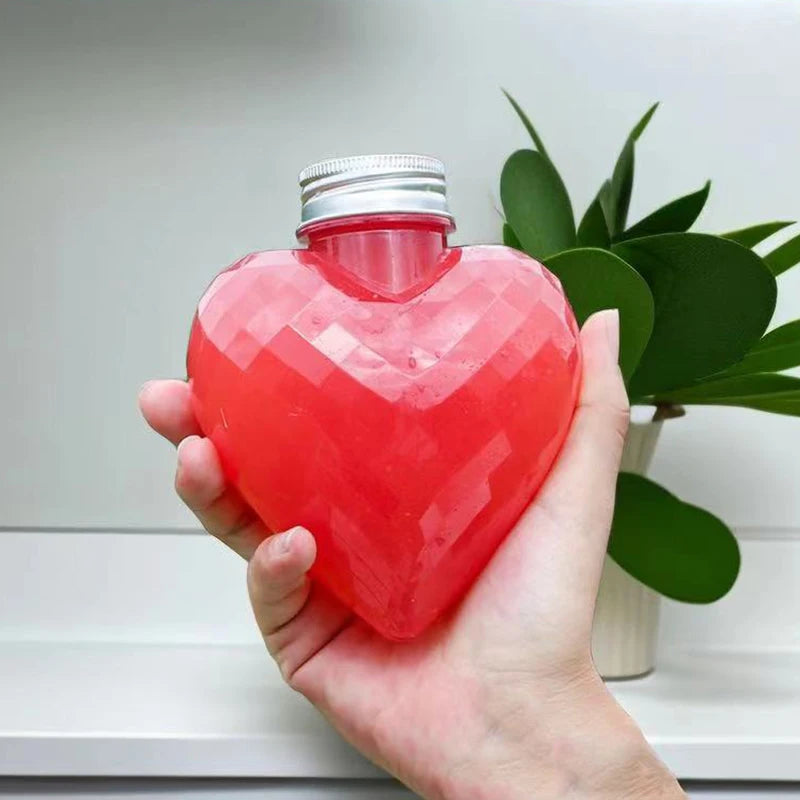 Plastic Heart Shape Bottles Drinks Storage Containers Drinking Water
