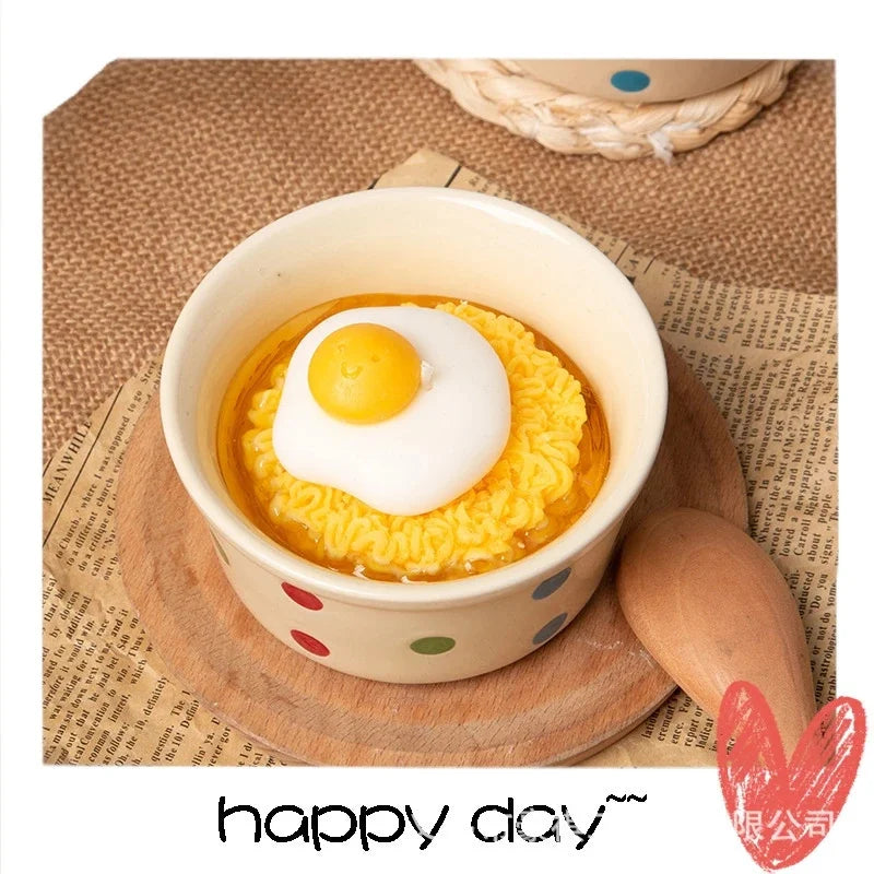 Birthday Noodle Scented Candle Novelty Cute Egg Instant Ramen Gift For Best Friend Party Table Centerpiece Cozy Home Display Vue