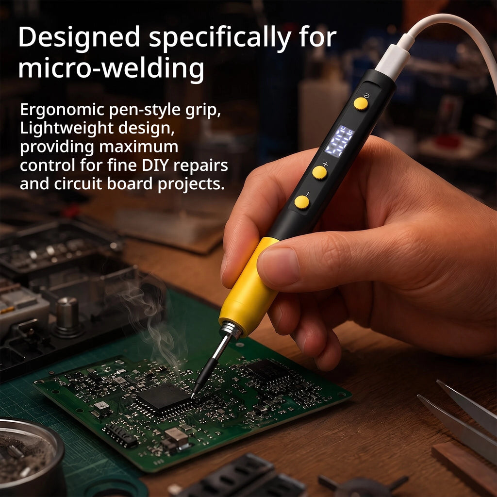 12W KSD-153 Digital Soldering Iron Type-C USB 5V Adjustable Temp 200-500℃ LED Display ℃/℉ Memory Function Welding Repair Tool Vue No plug