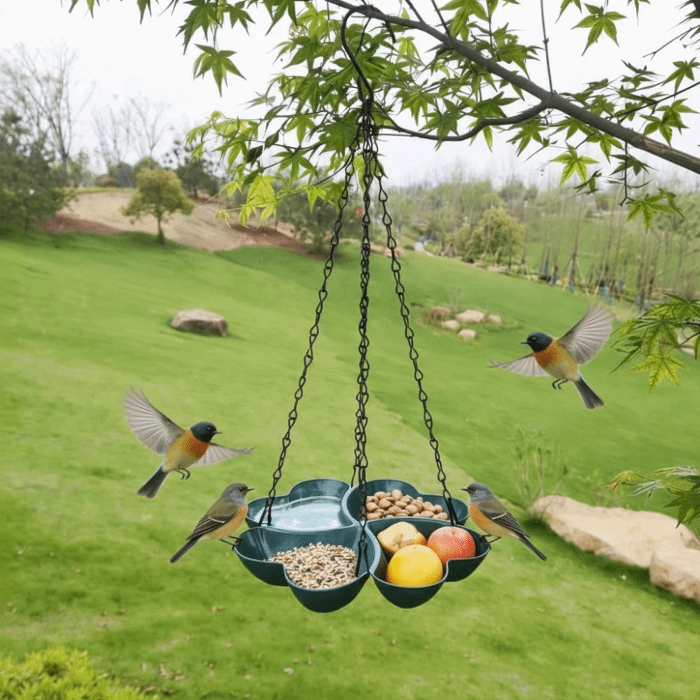 Flower Shaped Hanging Bird Feeder Large Capacity Durable Hummingbird Feeder Multipurpose Adjustable Chain Chain Feeding Tray Vue
