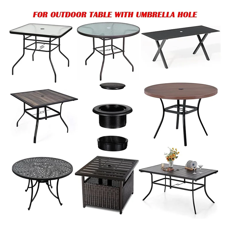 Patio Table Umbrella Hole Ring Plug And Cap Set For Glass Outdoors Patio Table Deck Yard For Outdoor Parasol Table Hole Coverabk Vue