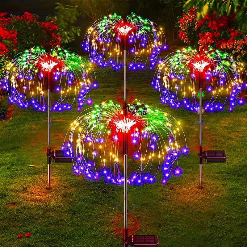 LED Solar Firework Lights Garden Decoration Fairy Lights Waterproof Outdoor Dandelion Lawn Lamp for Garden Landscape Lawn Decor Vue