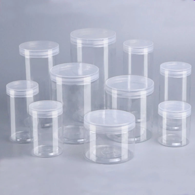 Clear Sealed Tank Jar Lid Circular Storage Bucket Cans Nut