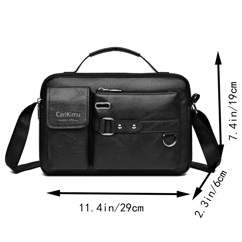 Men's Retro Messenger Bag Waterproof Design Large Capacity Laptop