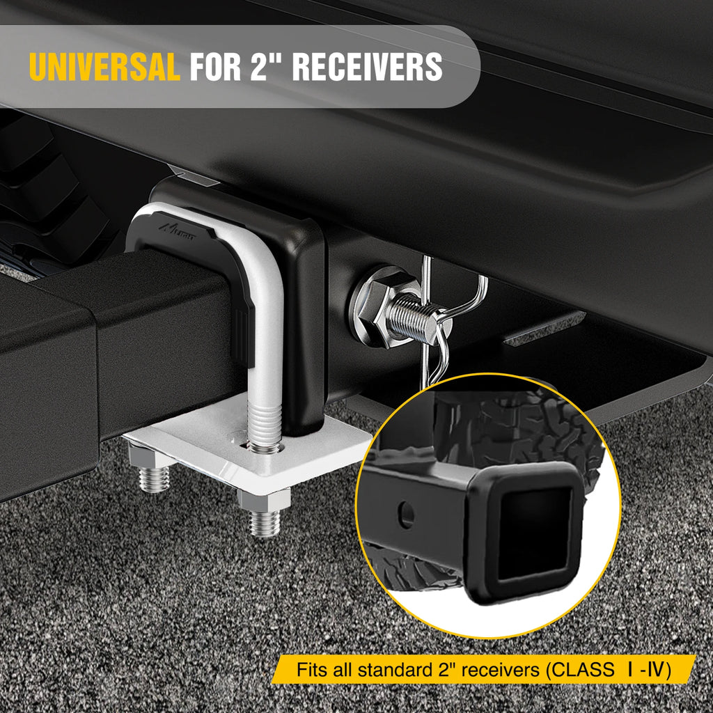 Nilight Trailer Hitch Tightener for 2 Inch Trailers Hitches Mount Anti Rattle Heavy Duty Steel with Rubber Cover White U Bolt Glossy Coating Plate Electrophoresis Anti-Rust Triple Protective Vue