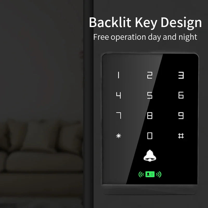 Access Control Card Reader 125Khz RFID Touch Backlight retardant Key Panel Access Control system Smart Lock Keypad Door Opener Vue