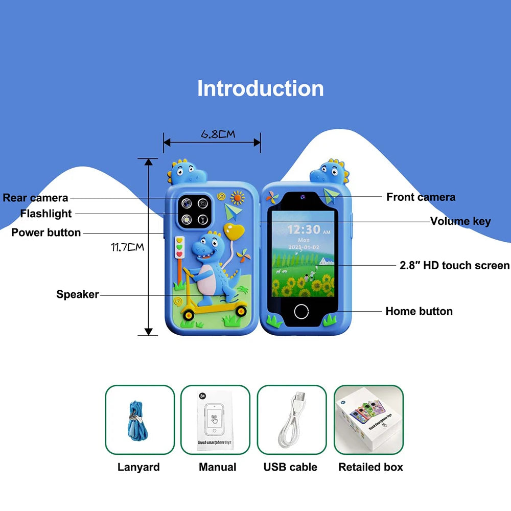New Mini Phone Children Toy Musical Unicorn Dinosaur Baby Mobile Camera MP3 Player Educational Toys Kids Christmas Birthday Gift Vue
