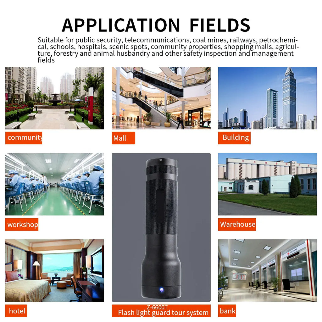 Guard Tour Patrol Recorder System IP67 Free Software Professional Guard Monitoring Attendance System with 4 Checkpoint Tags RFID Vue