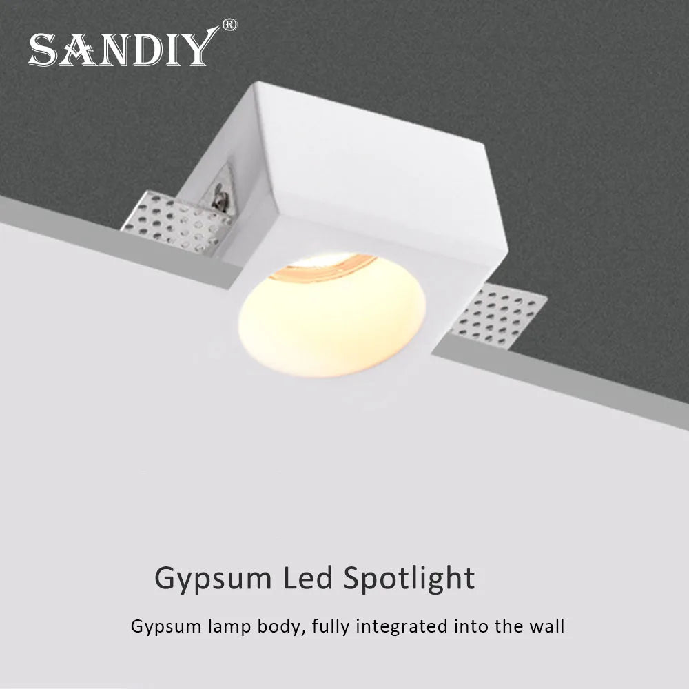 SANDIY GU10 Gypsum Recessed Ceiling Spotlight | Round & Square Recessed Ceiling Spotlight Vue
