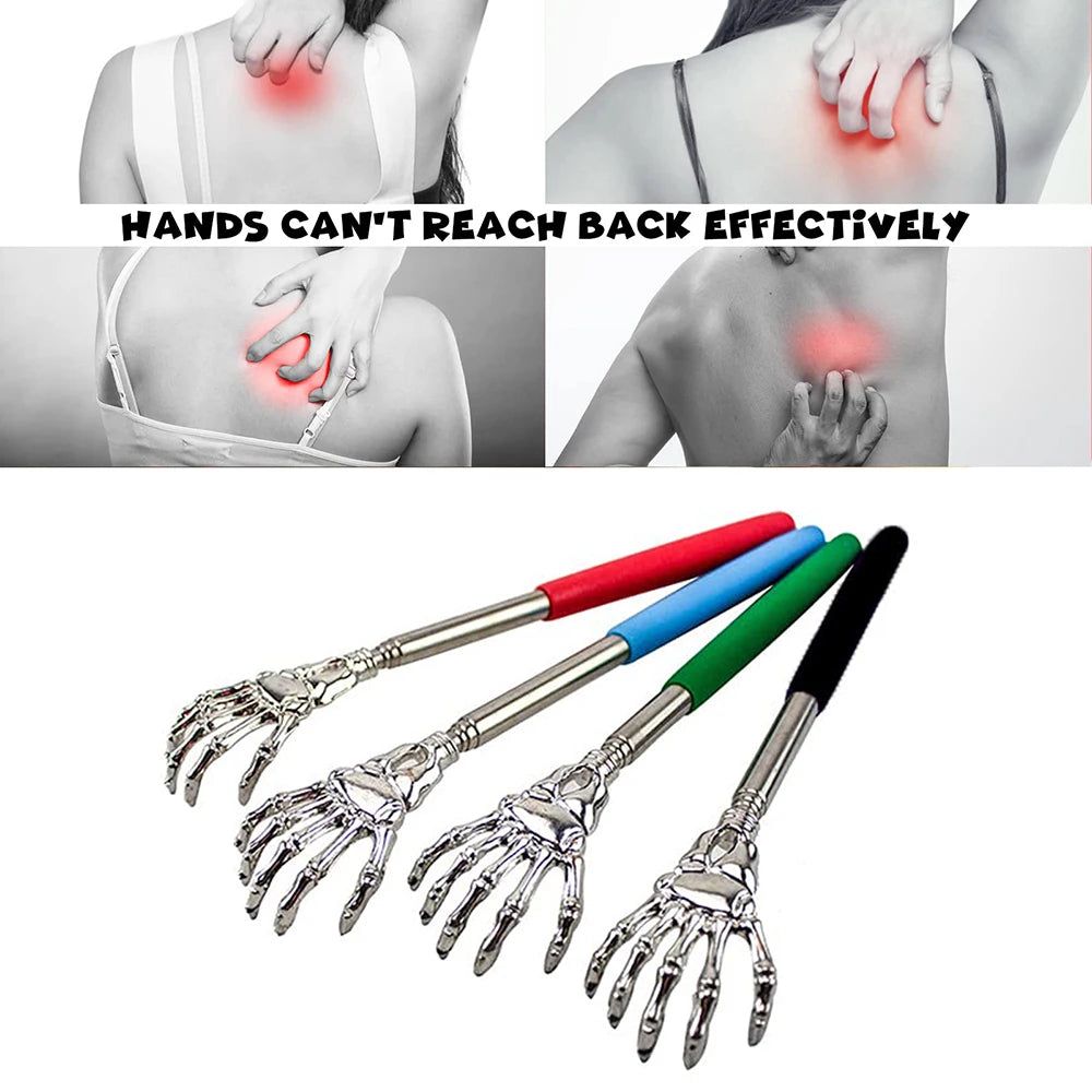 Portable Telescoping Stainless Steel Back Scratcher Rubber Grip Handle Anti-Itch Relief Body Massager Relaxation Xmas Present Vue