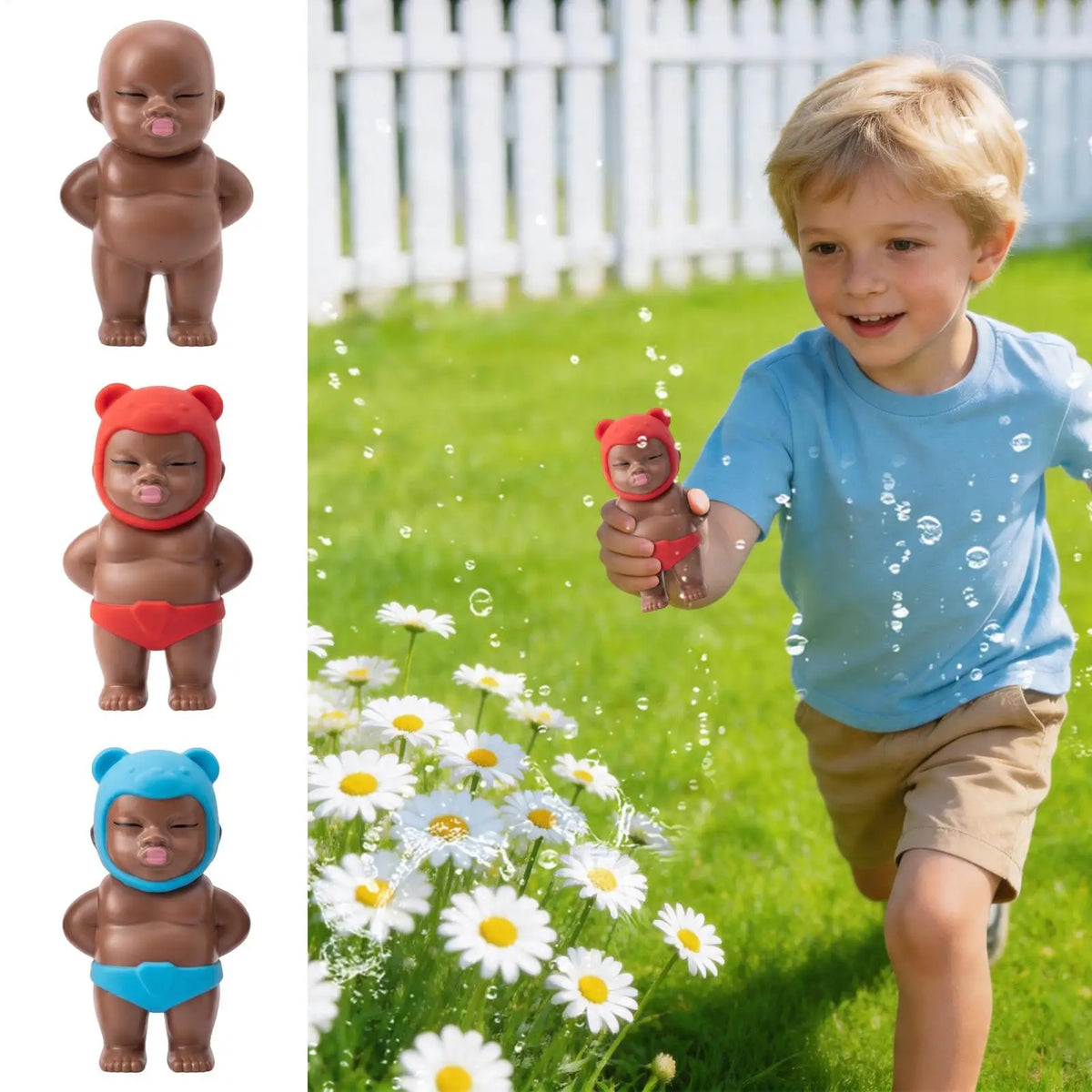 Squeeze Water Spray Doll Toy, Summer Outdoor Beach Water Fight Squirter, Funny Pool Party Splash Battle Gift for Kids Boys Girls Vue